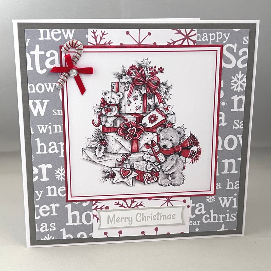 Teddy and gifts Christmas card