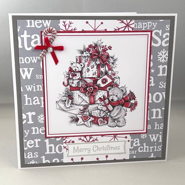 Teddy and gifts Christmas card