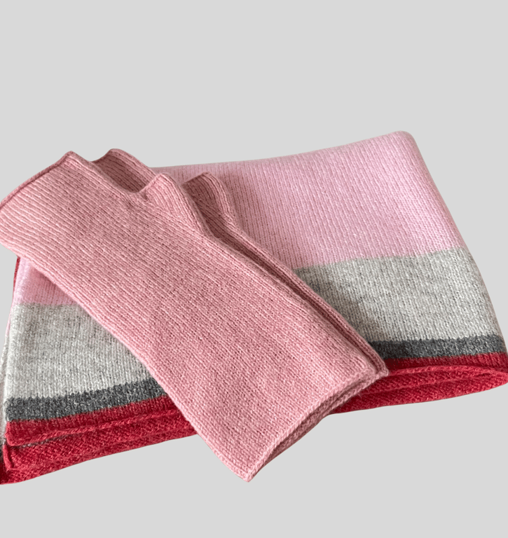 Mittens - Calamine pink wrist warmers, fingerless mittens 