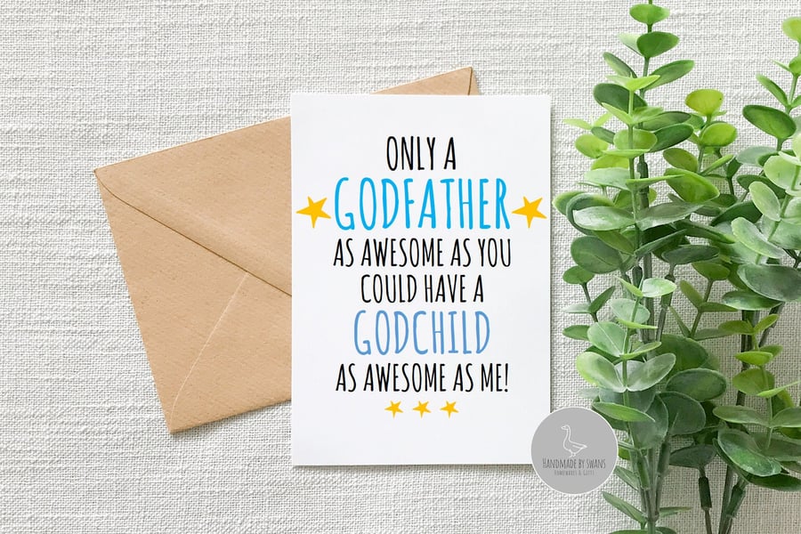 Funny godfather birthday card, Funny card from godchild, funny godfather fathers