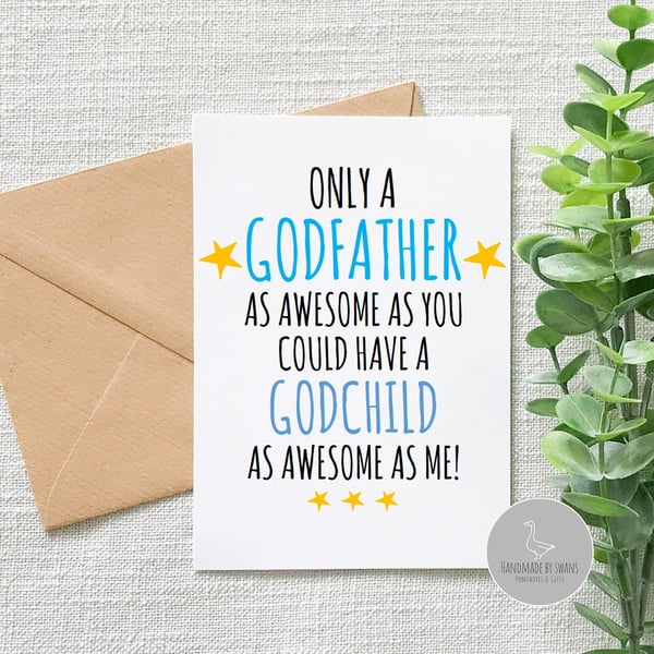 Funny godfather birthday card, Funny card from godchild, funny godfather fathers