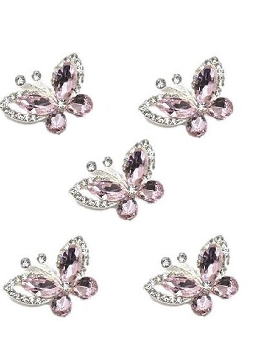 5pcs Crystal Butterfly Flat Back Diamante Embellishment Grade A Rhinestones Spar