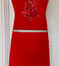 Chef Style Apron In Red Embroidered with 'Christmas Tweets' - Image 2