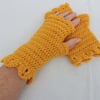 Fingerless Mitts with Dragon Scale Cuffs Sunflower Yellow