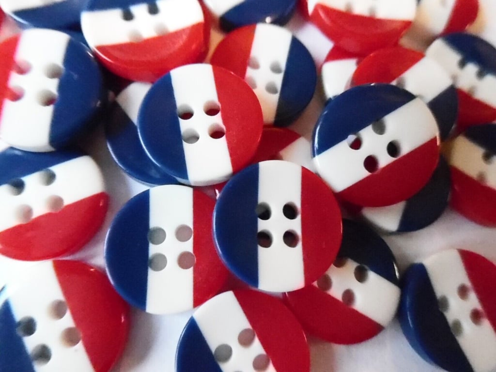 20 x 12mm  STRIPED Resin Red, White and Blue  Patriotic Buttons