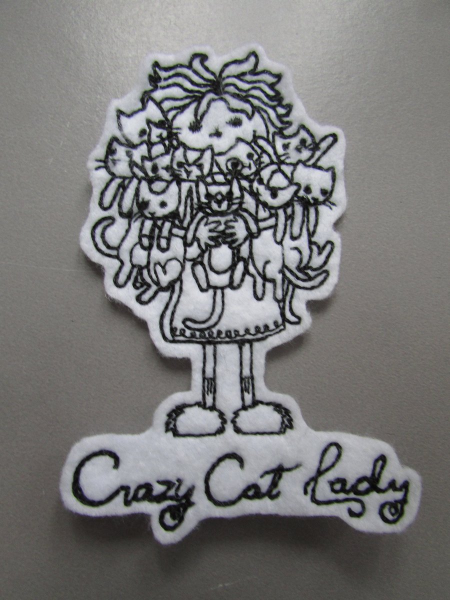 Crazy Cat Lady Embroidered Sew on Applique Patch