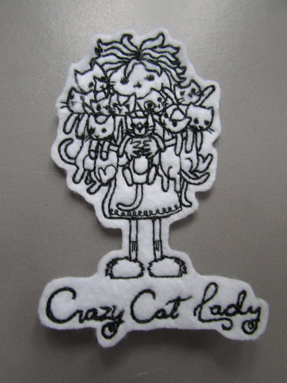 Crazy Cat Lady Embroidered Sew on Applique Patch