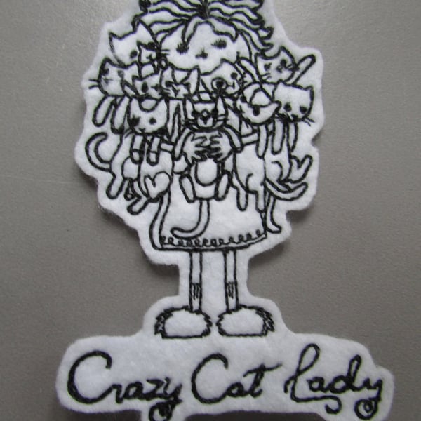 Crazy Cat Lady Embroidered Sew on Applique Patch