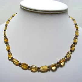 Citrine and Smokey Quartz Gemstone Jewellery Set