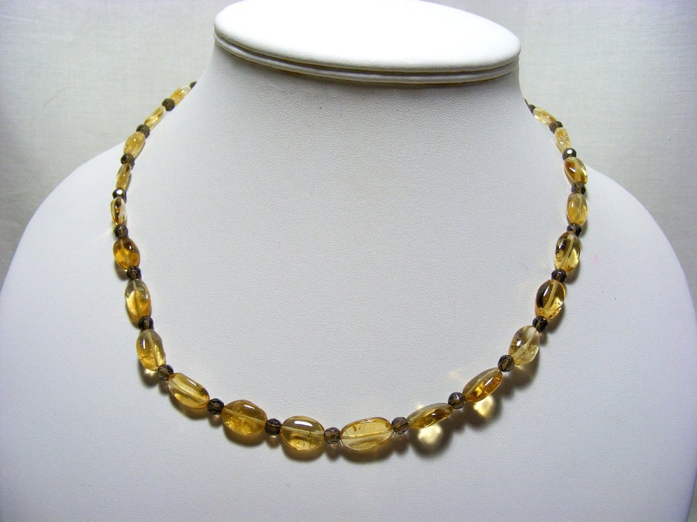 Citrine and Smokey Quartz Gemstone Jewellery Set