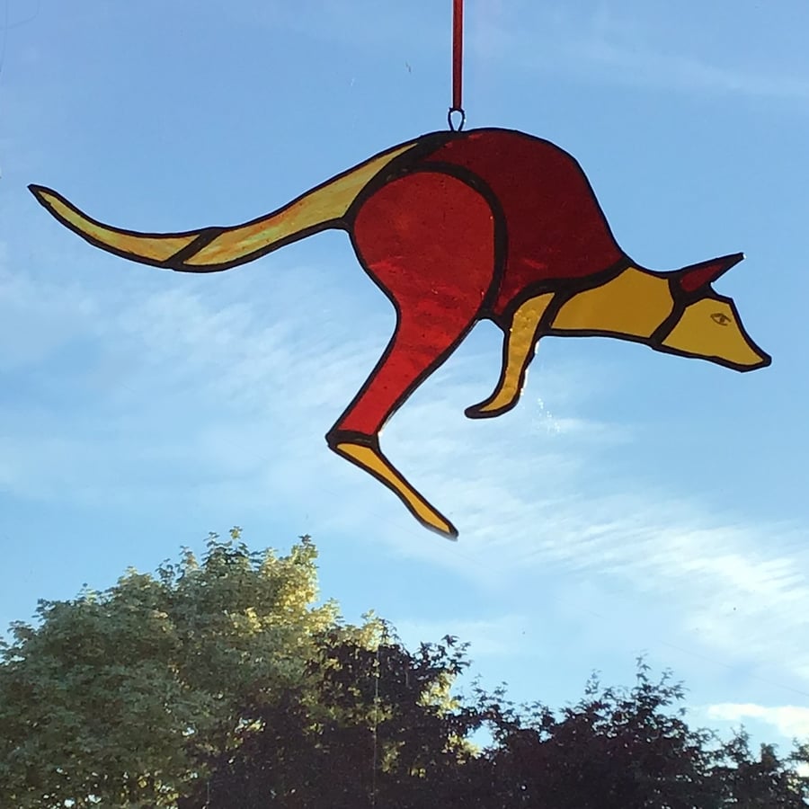 Stained Glass Kangaroo hanging
