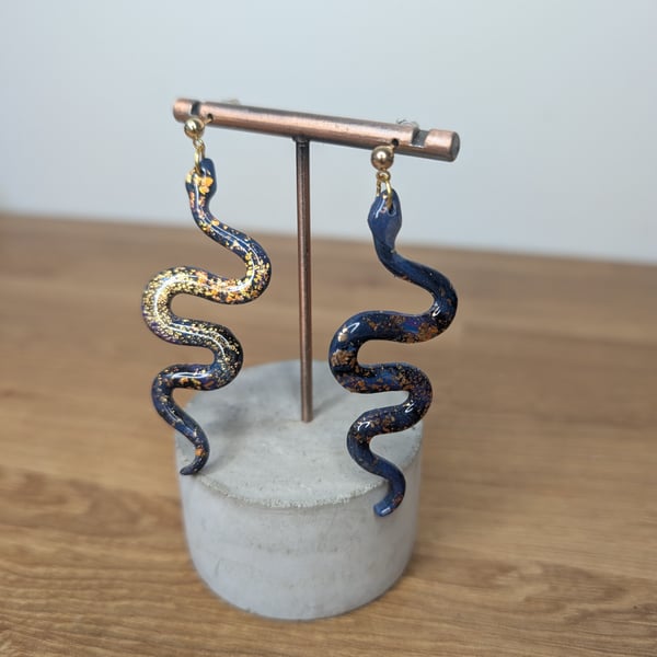 Midnight galaxy snake earrings 