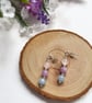 Rose Quartz, Amethyst and Aquamarine Beaded Stud Earrings - Image 1