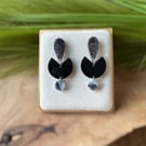 Black Marble and Glitter Acrylic Earrings
