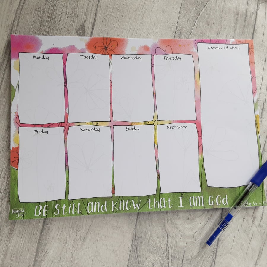 'Be Still' Weekly Planner Pad - Christian Gifts - Christian Planner
