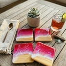 Handmade Resin Ocean Wave Coasters, Beach Wood Decor (Dad Gift)