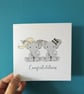 Elephant Wedding Card, Wedding card, elephants card, congratulations, engagement