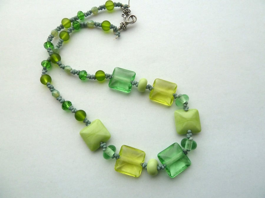 lampwork lemon and lime necklace