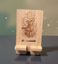 Moon Fox Bamboo Phone Stand – Engraved Fox Phone Holder – Mystical Woodland Desk