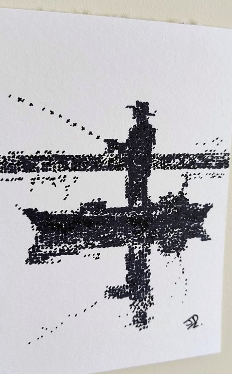 The First Cast - Original Hand-Drawn Fishing Miniature