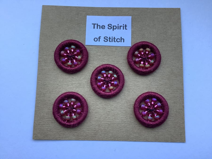 Pack of 5 handmade beaded Dorset buttons