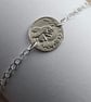 Bee Engraved Sterling Silver Coin Bracelet