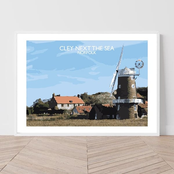 Cley Next The Sea, Norfolk Art Print Travel Poster Railway Poster Salty Seas Ori