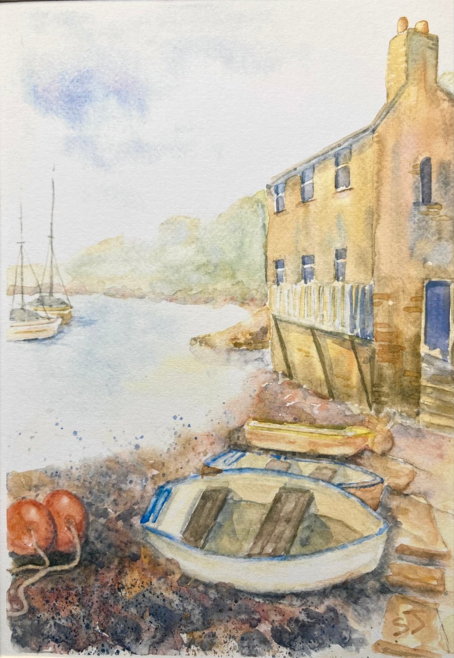 Watercolour print of North Devon Coast English Landscape