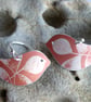 Bird earrings with leaf print - Image 3