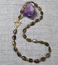 Labradorite Ovals Necklace, with Pale Pink Glass Pearls  - Image 1