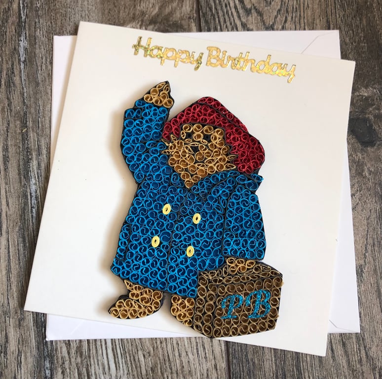 Stunning handmade quilled Paddington Card