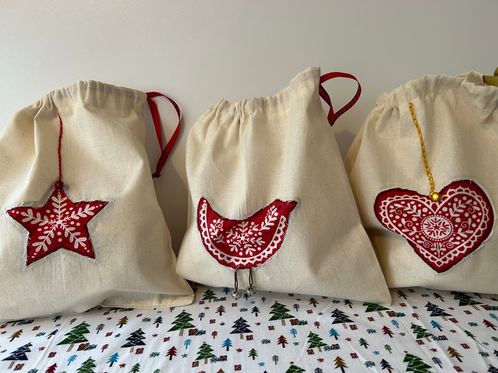 Reusable Christmas Gift Bags - Set of three
