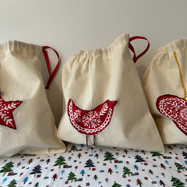 Reusable Christmas Gift Bags - Set of three