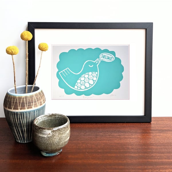 Bonjour Birdie - Hand pulled screen print