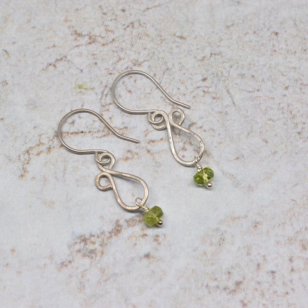 Faceted Peridot and Sterling Silver Earrings