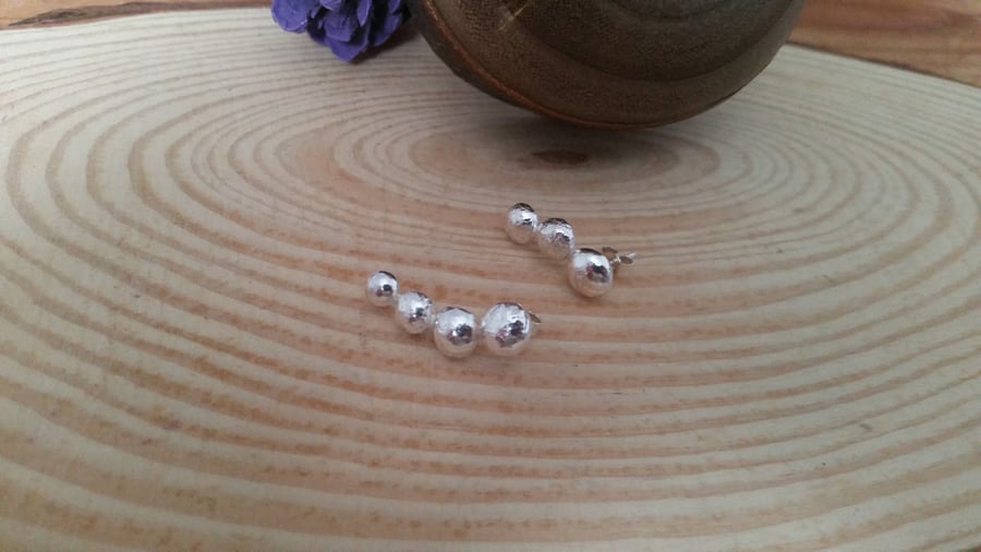 Sterling Silver Curved Ball Earrings