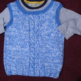 Boys Blue and White Sleevless Jumper, Sweater, with Blue trim Age 3-4 Years