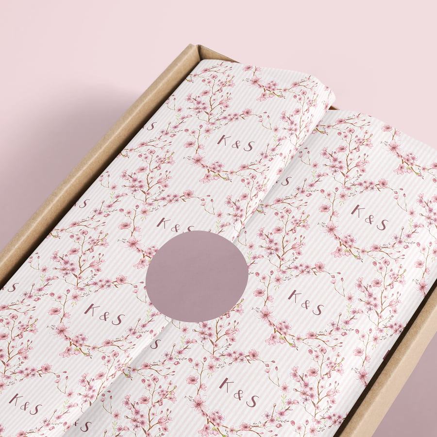 Personalised Wedding Gift Paper sheet cherry blossom, large size