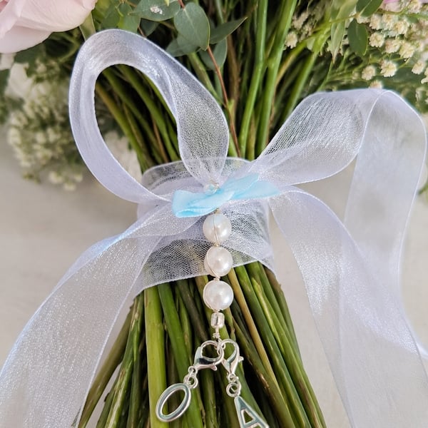 Something blue -Wedding bouquet charm- personalised