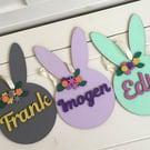 Wooden Hanging Easter Bunny Head with Ears Personalised