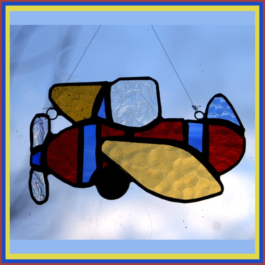  Aeroplane Stained Glass Suncatcher