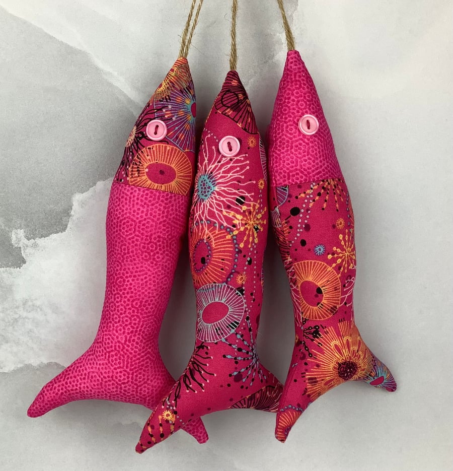 Jellyfish hanging fabric fish set, Handmade