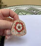 Tudor Rose Wooden Pin Badge - Folk Art History Brooch - Tudor England Wooden pin - Image 1