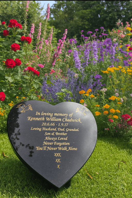 MEMORIAL GRAVE PLAQUE GRAVE MARKER HEART MEMORIAL Cemetery stone Gravestone 