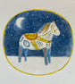 Dala horse in a winter landscape original gouache painting 