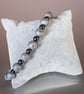 Bracelet grey Druzy and Hematite stretchy handmade  - Image 2