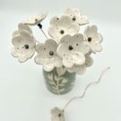 Handmade Ceramic Flowers White Home Decor Wedding Thinking of You Gift