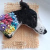 Needle Felted Greyhound Brooch