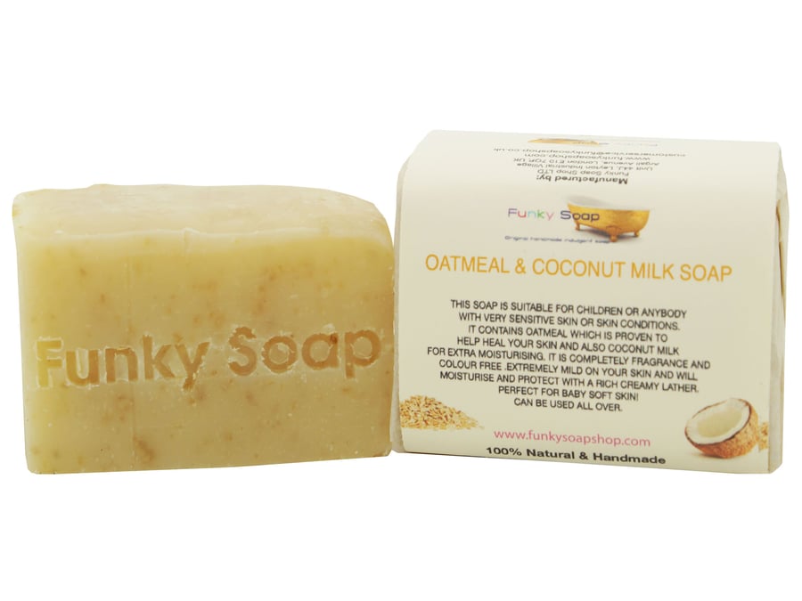 1 piece Oatmeal & Coconut Milk Soap, fragrance free, 100% Natural Handmade 120g