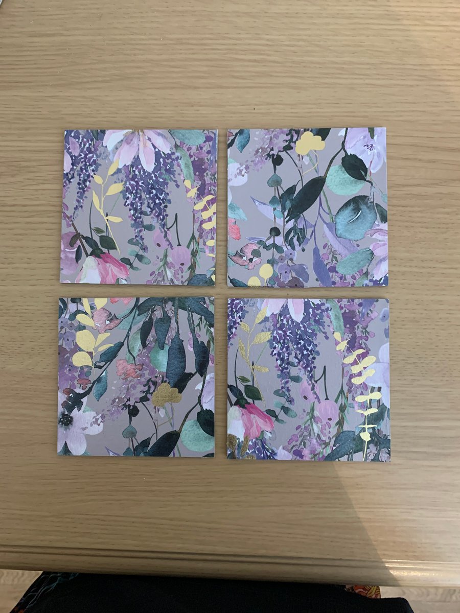 Decoupage Floral Coasters - Set of 4 